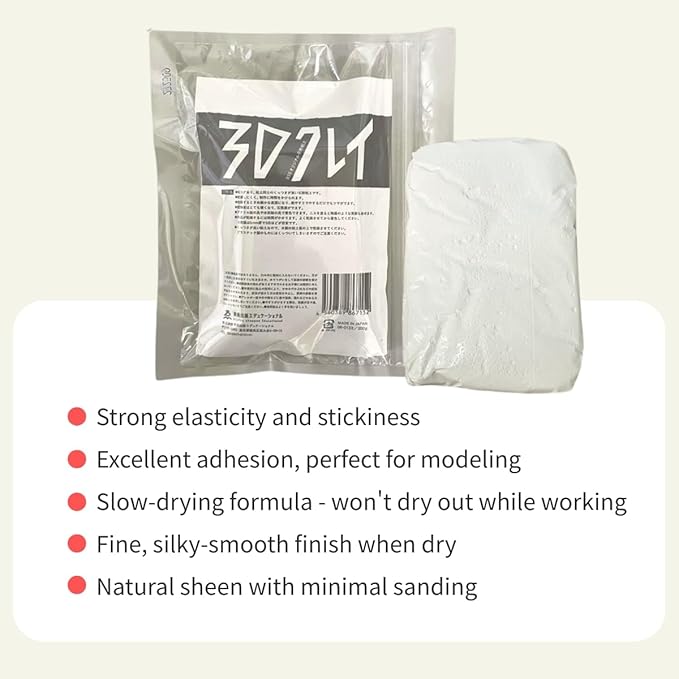 3D Clay,AIR Dry Stone Powder Clay,White,7oz (200g),Made in Japan