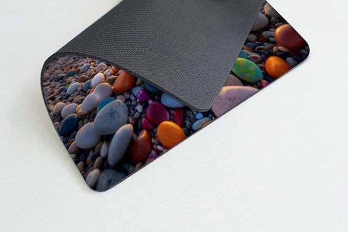 Square Mouse Pad Colorful Stones on The Beach,Gaming Mouse Pads for Desk,Soft Computer Waterproof Non-Slip Mouse Mat