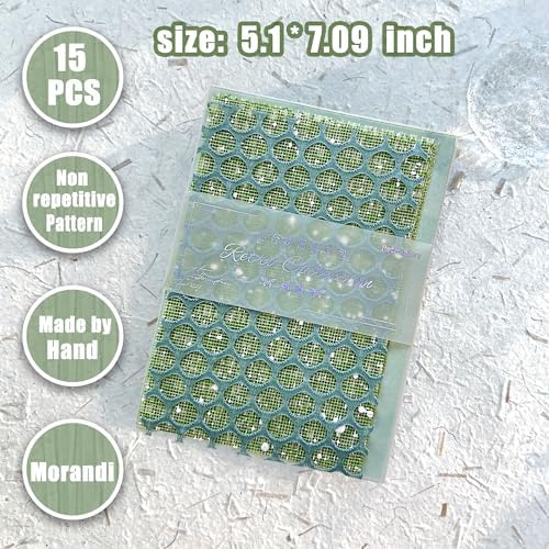 Aromoty 15 sheets Handmade Scrapbook Paper Craft Mesh Fabric Scrapbooking Supplies Aesthetic Morandi Textured Special Paper Mix for Junk Journal Journaling DIY Materials,5.1x7.02 inches - Image 2