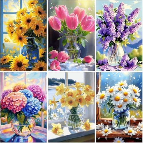 DOZEEZOP 6-Pack Diamond Art Kit for Adults, 5D Diamond Painting 12x16 Inch by DOZEEZOP