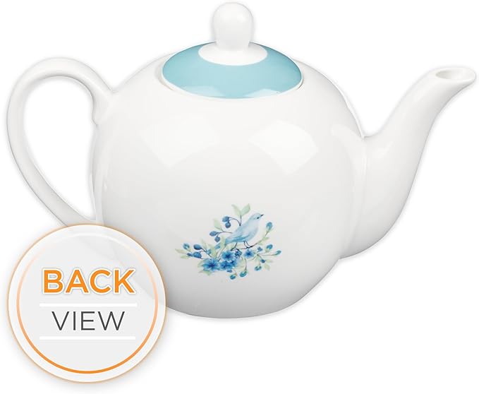 Christian Art Gifts Women's Ceramic Floral Teapot: Sweet Friendship - Proverbs 27:9 Inspirational Bible Verse w/Gift Box, Lead/Cadmium-free, Microwave, Dishwasher & Freezer Safe, Blue Wreath, 30 oz.