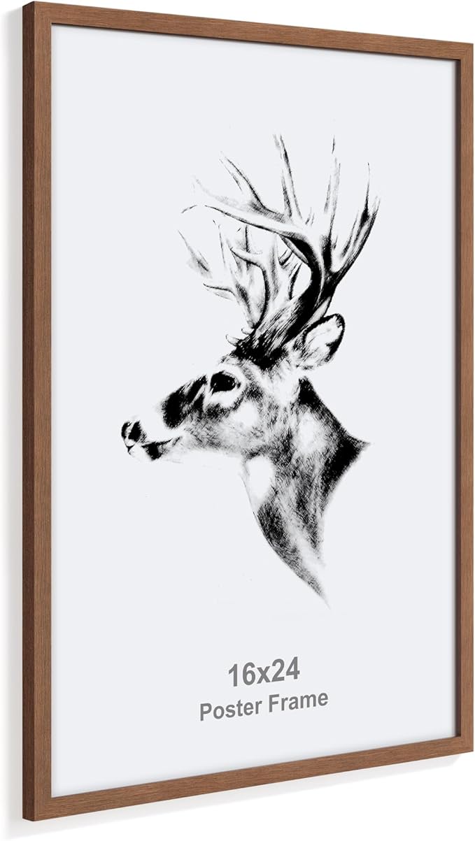 Yaetm 16x24 Picture Frames Set of 4, Walnut Brown, Solid Wood Frame 16 x 24 Frame for Gallery Wall, Photos, Posters & Art Prints, Wall Mount (4 pack, Walnut)