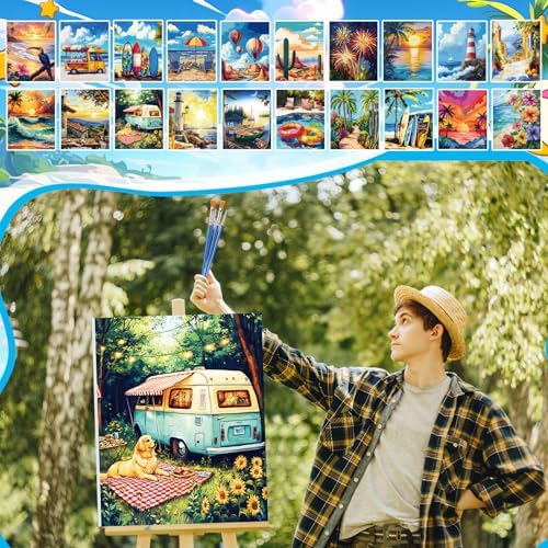 Zhanmai 20 Set Pre Drawn Canvas Painting Kit, Summer Color - Image 5