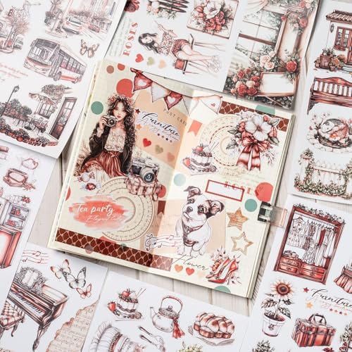 YagCu Journal Stickers, Brown Memories Scrapbook Stickers, Junk Journal Supplies, Pre-Cut Aesthetic Scrapbooking Stickers for Adults, Decorative Ephemera Bullet Planner DIY Arts Craft - Image 2