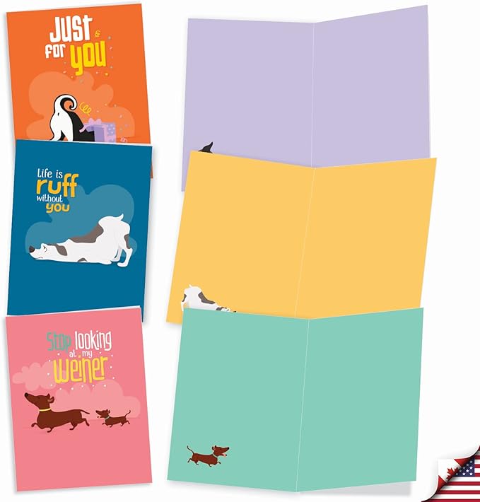 The Best Card Company - 10 Blank Dog Greeting Cards for All Occasions (4 x 5.12 Inch) - Doggone Awesome Notes M6586OCB