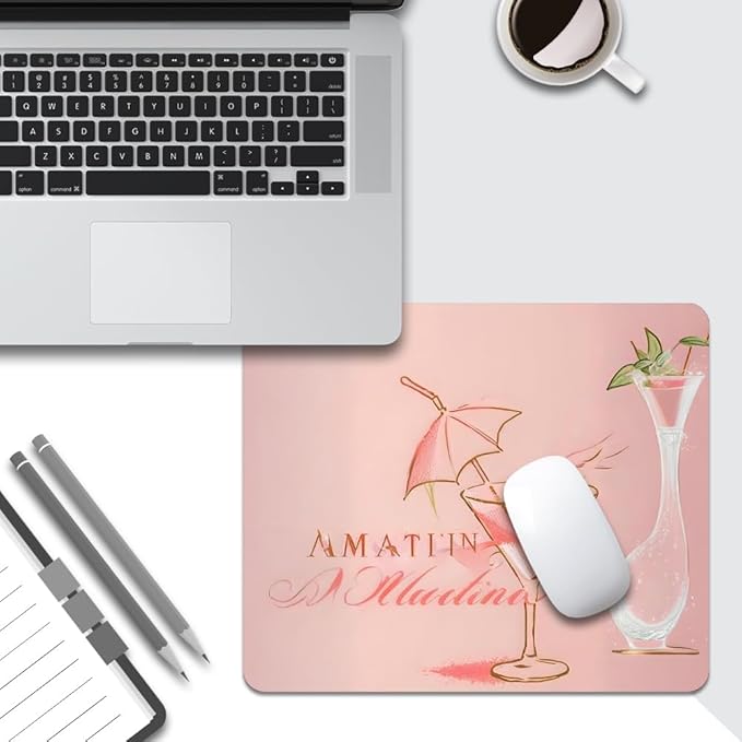 Bikinis & Martinis Texture Mouse pad, Square Waterproof and Anti Slip Mouse pad for Office laptops