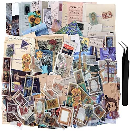 TIYPKE 200pcs Artistic Stickers for Journaling Supplies - Aesthetic Vintage Paper for Scrapbooking, Planners, Notebook, DIY Craft Kits, Postage Stamp Journal by SIGUJAYGE