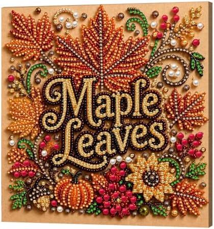 DIY Pearl Painting Kit for Adults, Maple Autumn Fall Art with Wood Frame, 20x20cm Self-Adhesive Pearl Diamond Craft, Autumn Wall Decor Gift for Women, Beginners Relaxing Hobby Kit by Unknown