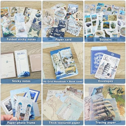 Travel Scrapbooking Supplies Kit, A6 Notebook, Vintage Junk Journaling Kit - Image 5