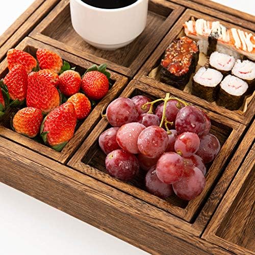 Yangbaga Rustic Wooden Serving Trays with Handle - Set of 7 Rectangular Platters for Entertaining, Breakfast, Coffee Table, Home Decor - Image 5