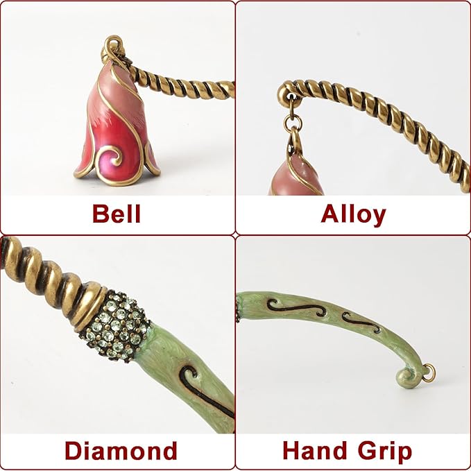 Candle Snuffer Extinguisher with Diamond Decoration Long Handle, Alloy Wick Flame Candle Put Out Tool Safely, Gift for Candle Lovers (Red Green)