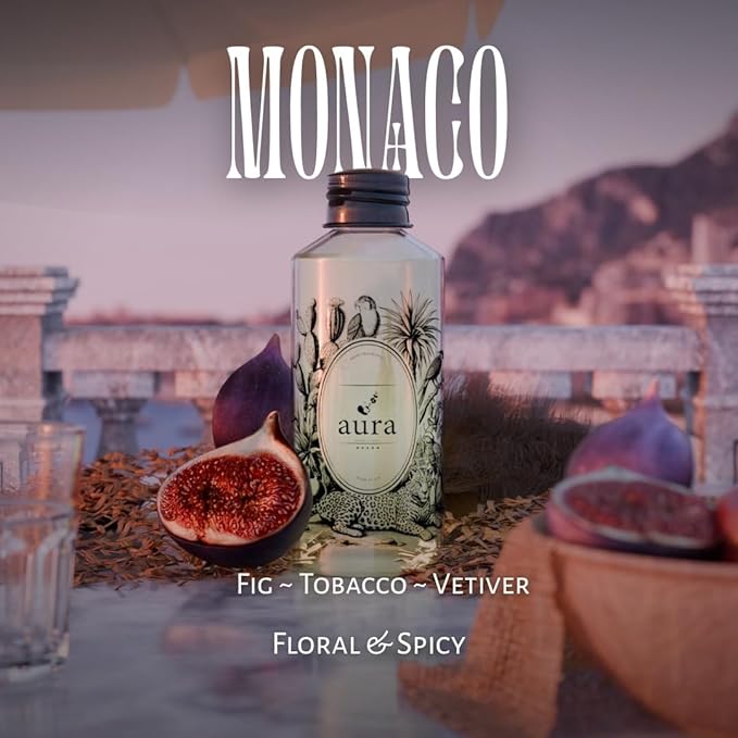 A U R A - Monaco Fragrance Oil for Waterless Scent Diffuser - Inspired by L.Labo-Noir | (3.4 fl oz, 100 ml) Pure Essential Oil Blends for Aromatherapy Diffuser & Hotel Collection Oil Diffuser