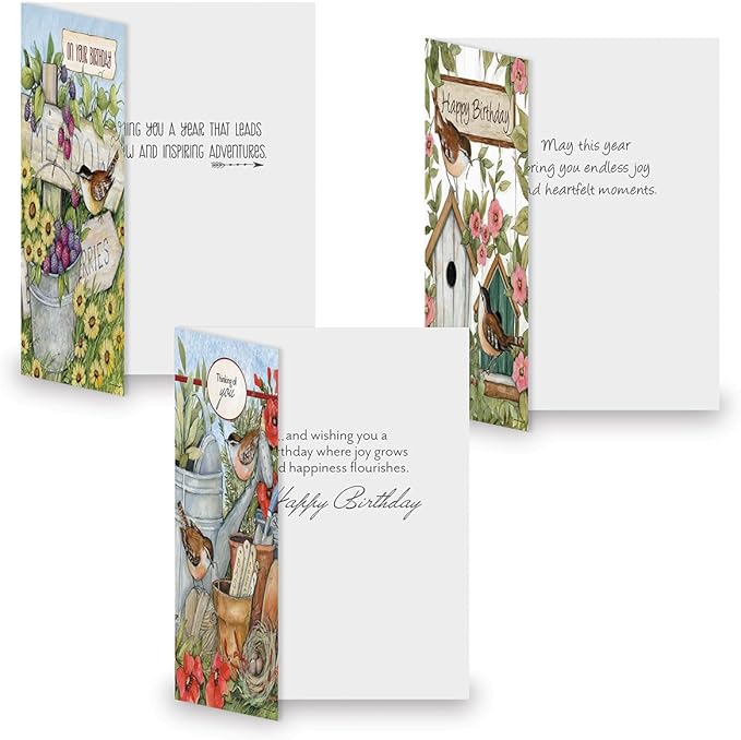 Current Birthday Wishes Greeting Card Value Pack - Set of 20, 10 Unique Designs, Large 5 x 7 Inch Cards, Sentiments Inside, Envelopes Included