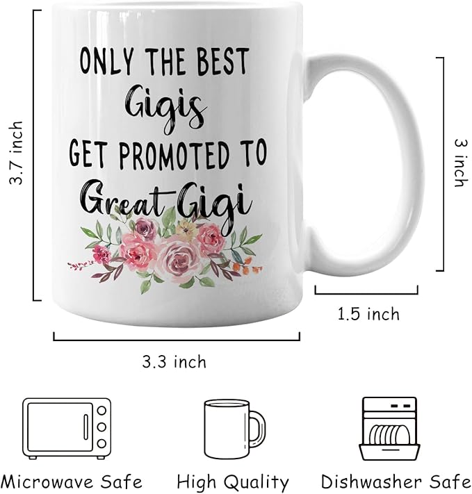 IWXYI Pregnancy Announcement Gifts for First Time Great Gigi,New Great Gigi Gifts,Great-Grandma Mug Coffee Mugs 11 Ounce