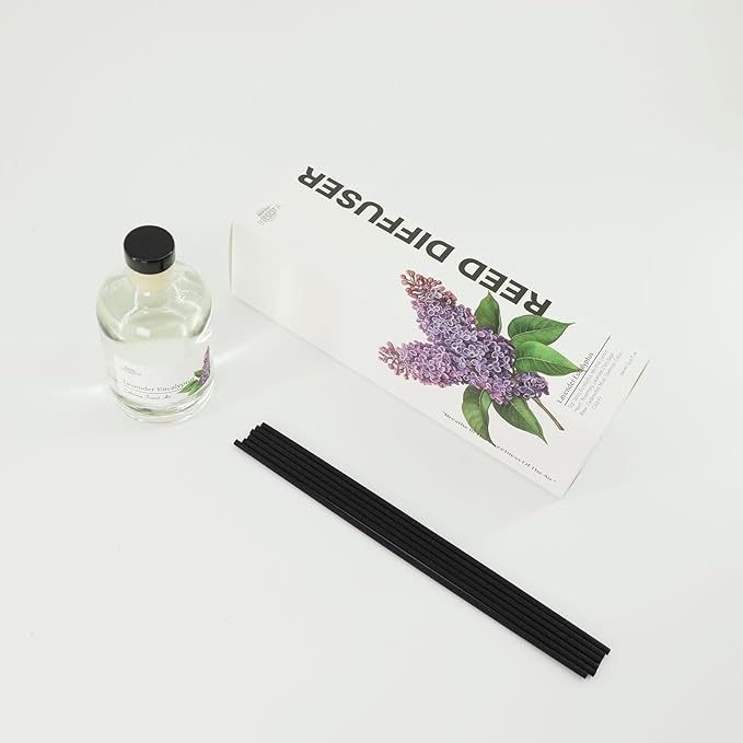 Reed Diffuser Set, Aroma Scented Diffuser with Sticks Home Fragrance Reed Diffuser for Bathroom Shelf Decor, Ideal Gift for Woman (3.52 oz (100ml), Sandalwood Amber)