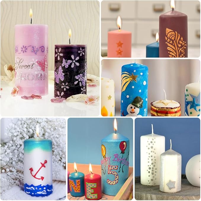 Candle Wax Pen, Easy to Use Glitter Painting Pen for All Crafter, 7 Glitter Colors Set for Candle Blessing Writing, Decorating & More DIY Crafts(15ml/0.5oz*7)