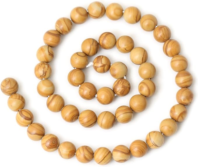 45PCS 8mm Natural Woodgrain Jasper Round Loose Beads for Jewelry Making DIY Bracelet Necklace Materials 1 Strand 15"