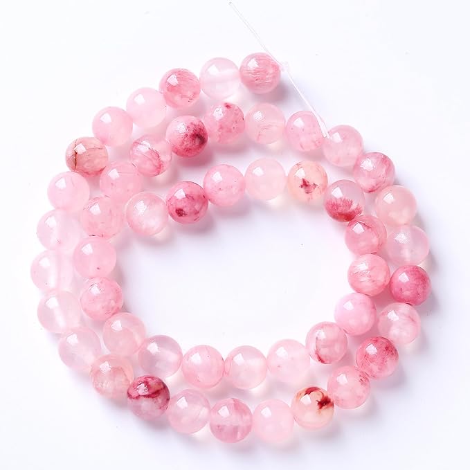 38pcs 10mm Natural Rose Pink Persian Jade Gemstone Round Loose Spacer Beads for Jewelry Making Healing Energy Stone Beads DIY Bracelets Necklaces 15"