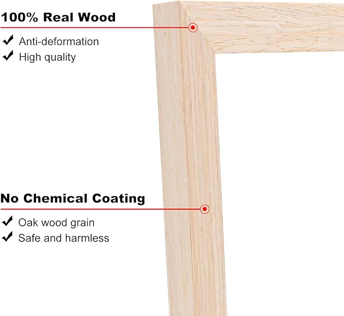 KINLINK 11x14 Picture Frame White Oak, Solid Light Wood Frames with Acrylic Plexiglass for Pictures 5x7/8x10 with Mat or 11x14 without Mat, Tabletop and Wall Display, Set of 4