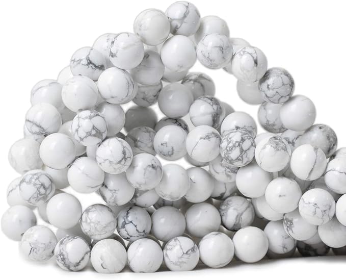10mm 35PCS Natural White Howlite Gemstone Round Loose Stone Beads for Jewelry Making DIY Crafts Design 1 Strand 15"