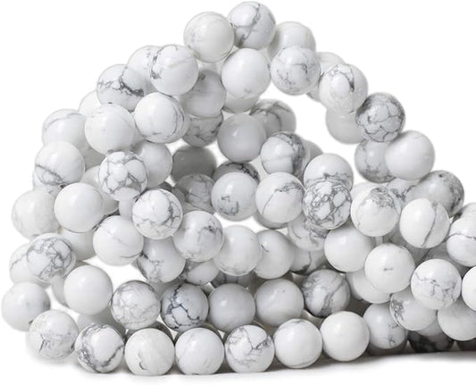 10mm 35PCS Natural White Howlite Gemstone Round Loose Stone Beads for Jewelry Making DIY Crafts Design 1 Strand 15"