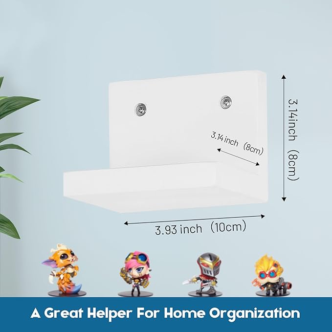 Small Floating Shelf for Wall Set of 6,Mini Shelves for Display Small Figurine,Plant,Collectibles,Wall Shelves for Bedroom Living Room Bathroom Kitchen Decor（White）