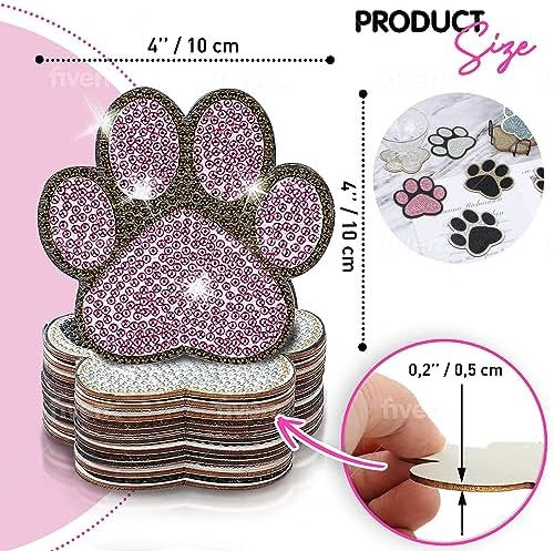 10 pcs Diamond Painting Coasters | Diamond Art Coasters | Dog Paw Diamond Art Painting | Perfect Art Craft Gift for Dog Lover, Dad, Mom, Grandparents, Brother, Sister. - Image 4