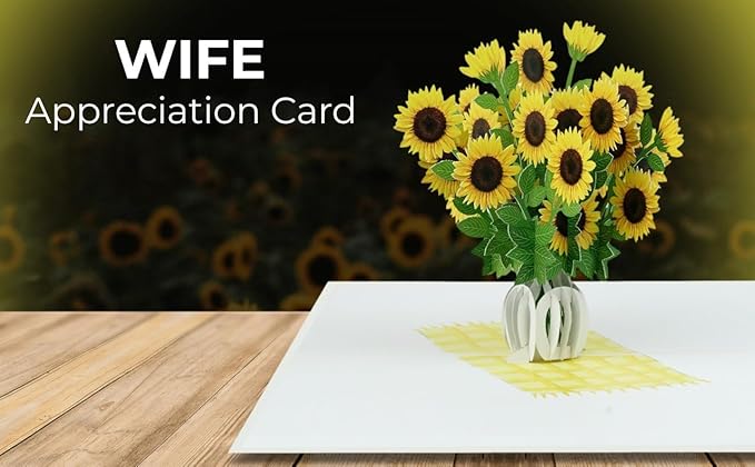 iGifts And Cards Sunflower Bouquet in Vase 3D Pop-Up Card – Positivity, Encouragement, Get Well Gift – Cheerful Handmade Surprise for Birthday, Spiritual Awakening, or Miss You – 5x7 Floral Greeting
