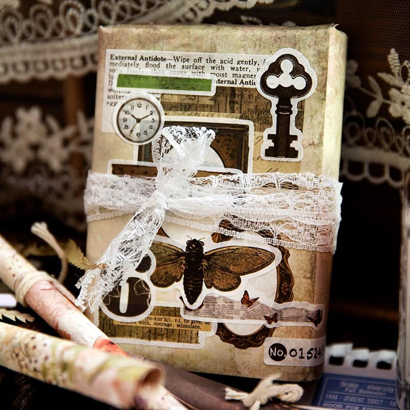50 Sheets Precut Dark Academia Washi Stickers Book for Journaling, 604PCS Vintage Scrapbook Stickers, Ephemera for Junk Journal Supplies, Scrapbooking, Bujo, Collage, Adults Crafts Arts - Image 4