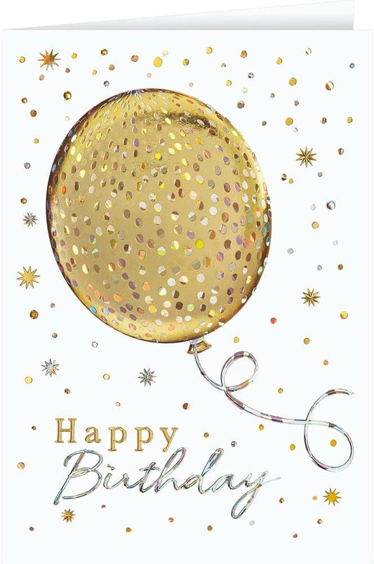 The Gallery Collection, 25 Personalized Birthday Cards with Foil-Lined Envelopes (Super Shiny Birthday Balloon), For Business or Consumer