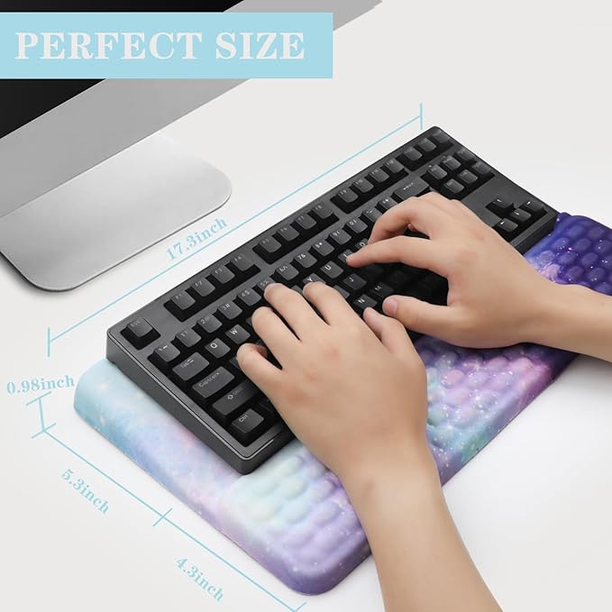 Computer Keyboard Stand Pad with Wrist Rest, Ergonomic Comfy Tilted Keyboard Holder, Keyboard Tray Support for Office Home (Galaxy Blue)