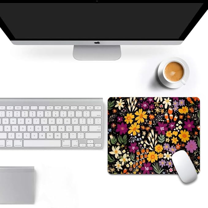 Falling for You Plum Floral Texture Mouse pad, Square Waterproof and Anti Slip Mouse pad for Office laptops
