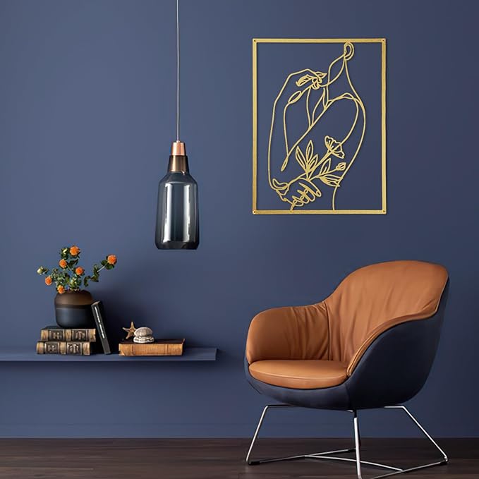 GOKURVG Abstract Metal Wall Art, 3D Hollow-out Wall Décor, 16.5x12.5in Set of 3 Wall Art for Bedroom Living Room Office Unique Minimalist Hanging Sculpture Glod