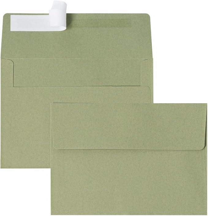 Keketer A4 Sage Green Printable 4x6 Envelopes 70 Pack Self - Seal, for 4x6 Cards, Weddings, Invitations, Baby Shower 4.25 x 6.25 Inches