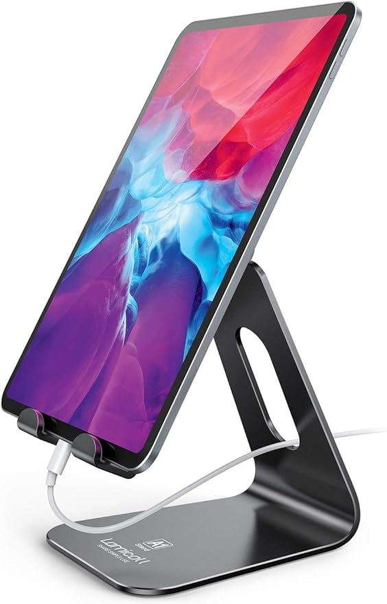 Lamicall Tablet Stand, Tablet Holder for Desk - Multi-Angle Adjustable Tablet Desktop Dock Cradle, Compatible with iPad Pro 11, 12.9, Air, Mini, Fire HD, Galaxy Tab, and Other 4-13" Tablets, Black