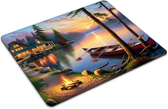 Square Mouse Pad Canoe Lake(2),Gaming Mouse Pads for Desk,Soft Computer Waterproof Non-Slip Mouse Mat