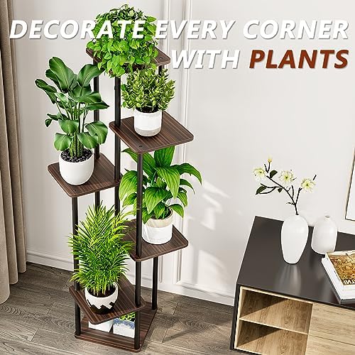 AZERPIAN 6 Tier Tall Plant Stand Indoor Corner Tiered Shelf Metal MDF Board - Image 6