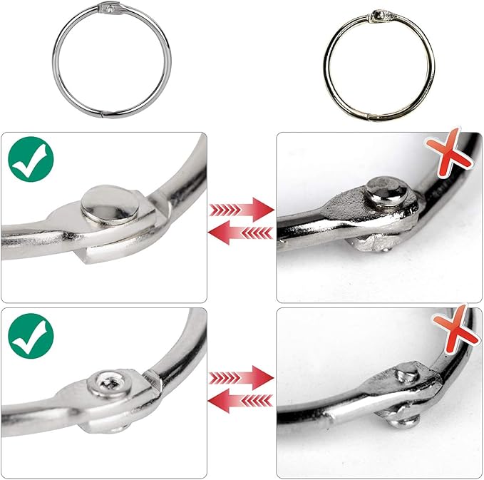 Binder Rings,KASEMI 100pcs Book Rings Assorted Sizes (1,1.5,2 inch) for School,Classroom,Office