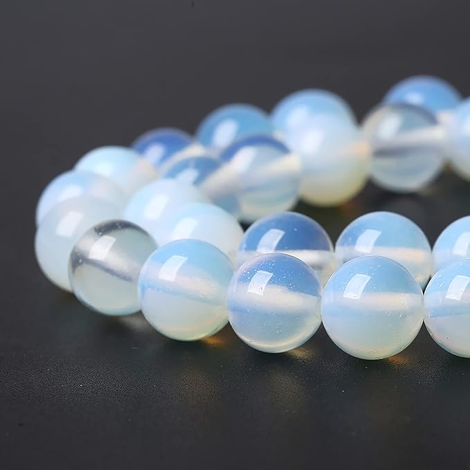 8mm 45pcs AAA Natural Stone Beads White Opal Round Loose Crystal Energy Healing Power Stone Beads for Jewelry Making DIY Bracelet (8mm, White Opal Stone)