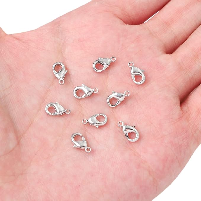 Platinum Plated Lobster Clasps Non Tarnish 10mm 20pcs for Jewelry Making Findings