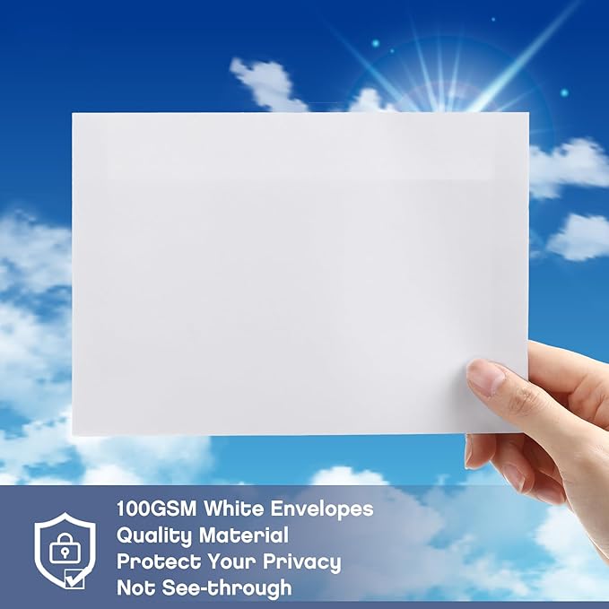 Fainne 600 Pcs White Envelopes Self Adhesive Printable Envelope Bulk for Invitation, Wedding, Baby Shower, Photography, Thank Note, Postcard, Greeting Card, Mailing, Graduation (A6 4.75 x 6.5 Inch)