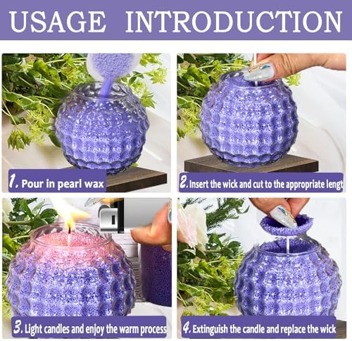 Natural Pearled Sand Candle,1.1LB Purple Sand Wax with 20 Wicks – Lavender Scented Candle, Relaxing Aromatherapy, Stress Relief, Long-Lasting Burn for Birthdays Christmas Anniversaries Home Decor - Image 4