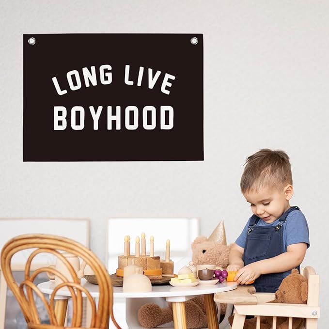 Black Live Boyhood Boys Room Playroom Wall Decor Vintage Sports Decor for Nursery Playroom Kids Bedroom Dorm Toddler Decorations 22x28 Inch