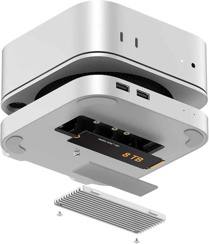 40Gbps USB4 Hub & Stand for Mac mini M4/M4 Pro, All-Aluminum Docking Station with 40Gbps M.2 SSD (NVMe PCle) Enclosure, 3*USB 2.0, 3.5mm Audio, USB4 Host | Mac mini M4 USB-4 Dock