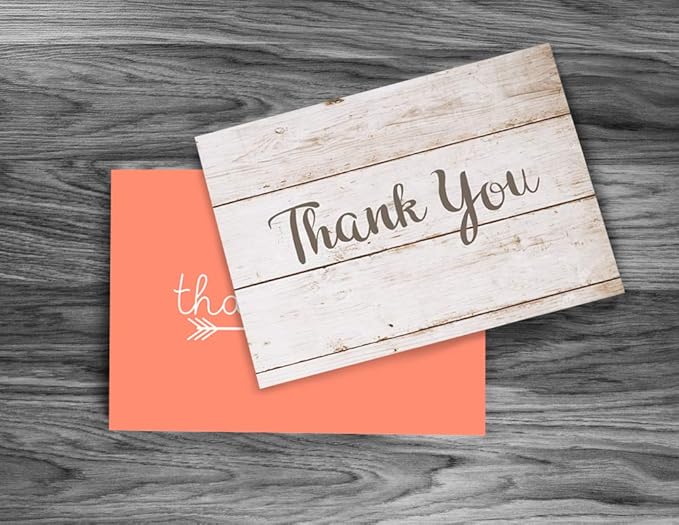 Oaklyn 48 Pack Thank You Cards with Envelopes 4"x 5.25" for Weddings, Baby Shower, Birthday Parties, Business, and Graduation Thank You Cards Blank - Assorted