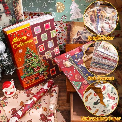 400Pcs Vintage Scrapbooking Supplies, Scrapbook Paper for Journaling Supplies, Decoupage Paper for Bullet Junk Journal Decorative Paper (Christmas 8 Theme) - Image 5