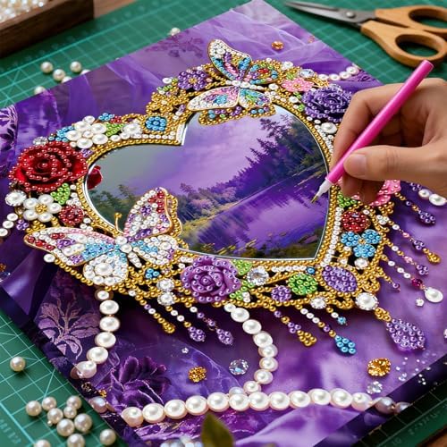 LQCrafK DIY 3D Pearl Art Painting Handcraft Kit for Adults Beginners, Home Wall Decoration, Creative Design Framed Painting with Tools-Mirror - Image 2