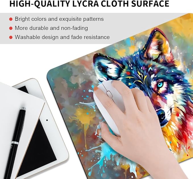 Graffiti Wolf Texture Mouse pad, Square Waterproof and Anti Slip Mouse pad for Office laptops