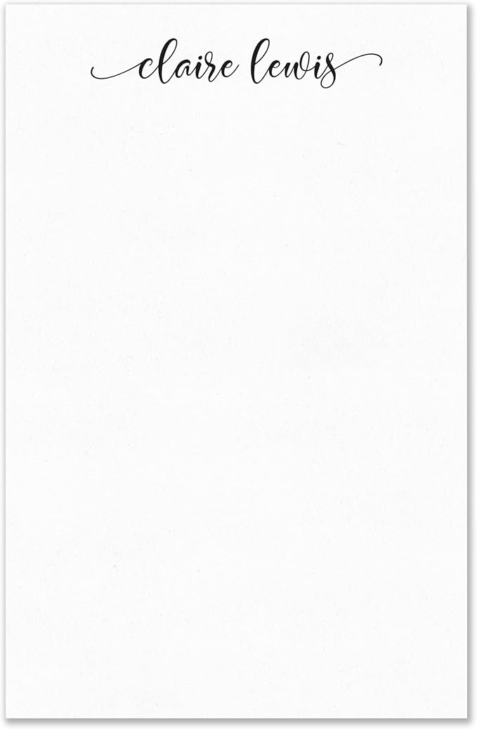 Personalized Notepad Stationery with Name in Lowercase Font, Available in 4 Sizes, Lined or Unlined in Choice of Colors, Note Pad Memo to Do List Pad (Font Style #7)