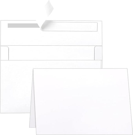 White Greeting Cards and Envelopes 4 x 6 Heavyweight Folded Cardstock and Printable A4 Envelopes Self Seal 20 Packs for Wedding Invitations, Festival Blessings, Christmas